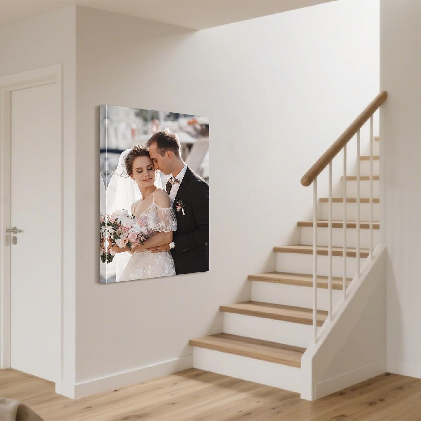 Personalized Custom Canvas Prints with Your Photos & Text, Customized Picture Print, Transform Own Images Into Framed Wall Art Digitally Printed Photo to Canvas, Keepsakes Gifts for Family 8x12’’