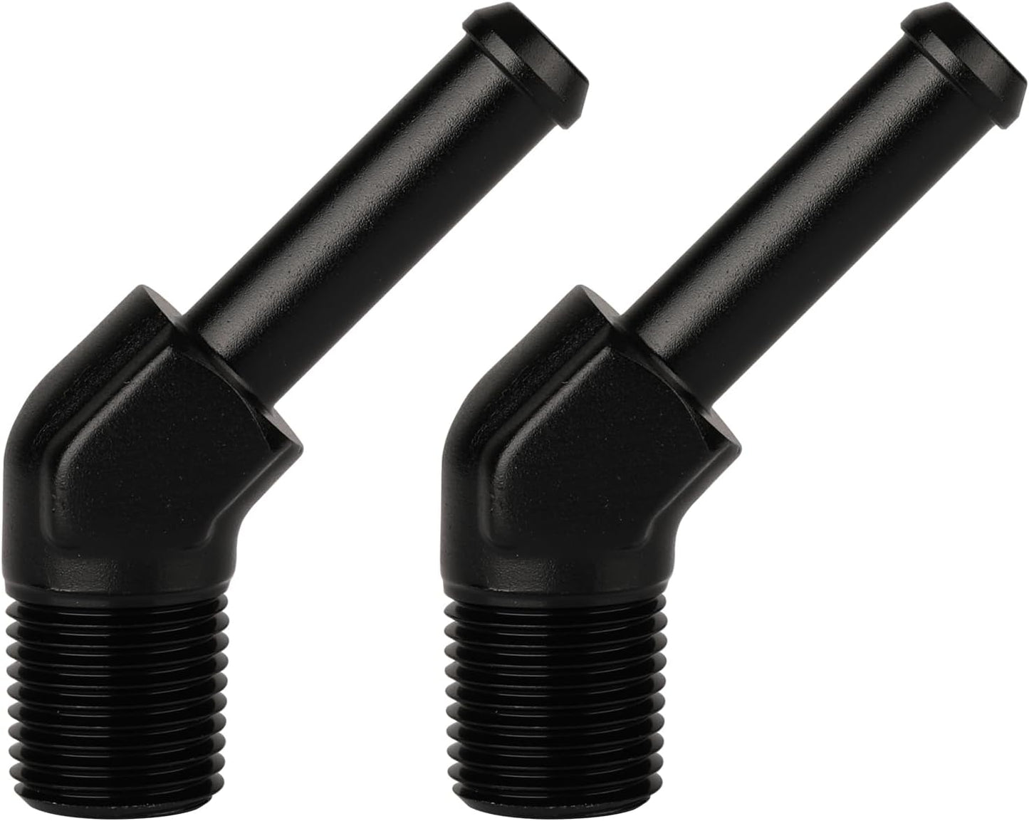 1/8 NPT Male to 1/4" Hose Barb Fitting Adapter 45 Degree Elbow Aluminum Black 2PCS