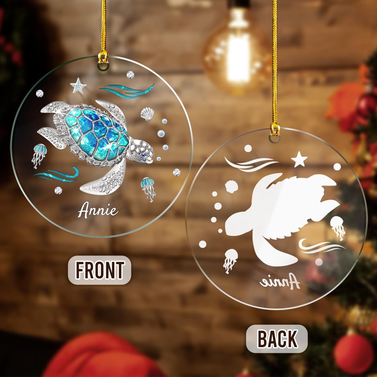 Personalized Photo Ornament for Couple - Custom Acrylic Round Keepsake Gifts with Picture for Wife, Husband, Grandparents