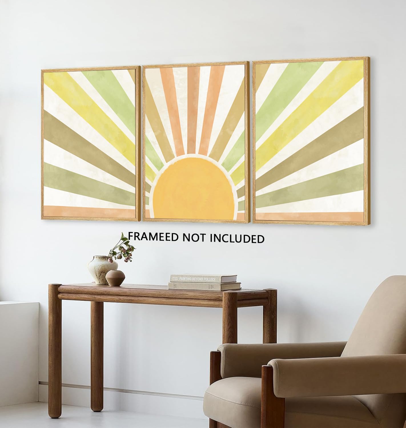 Marllifenney Boho Sun Canvas Wall Art Posters Sun Rising Wall Decor Pictures Sunshine Geometric Line Paintings Prints Home Decor for Living Room Bedroom Office 12x16 Inch Unframed