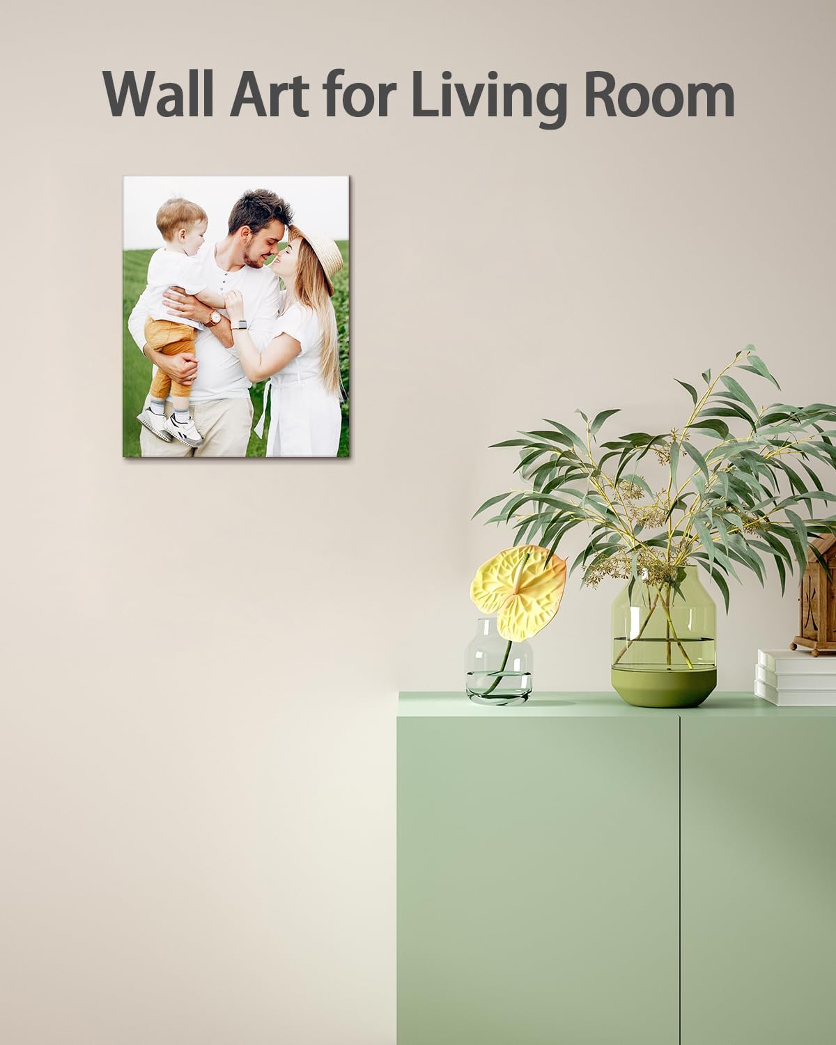 Personalized Custom Canvas Wall Art, Custom Canvas Prints with Your Photos for Living Room, Bedroom, Wedding Pet Baby Family Photo Framed Wall Art, Customized Photo Gift for Family，Friend，Lover，Pet