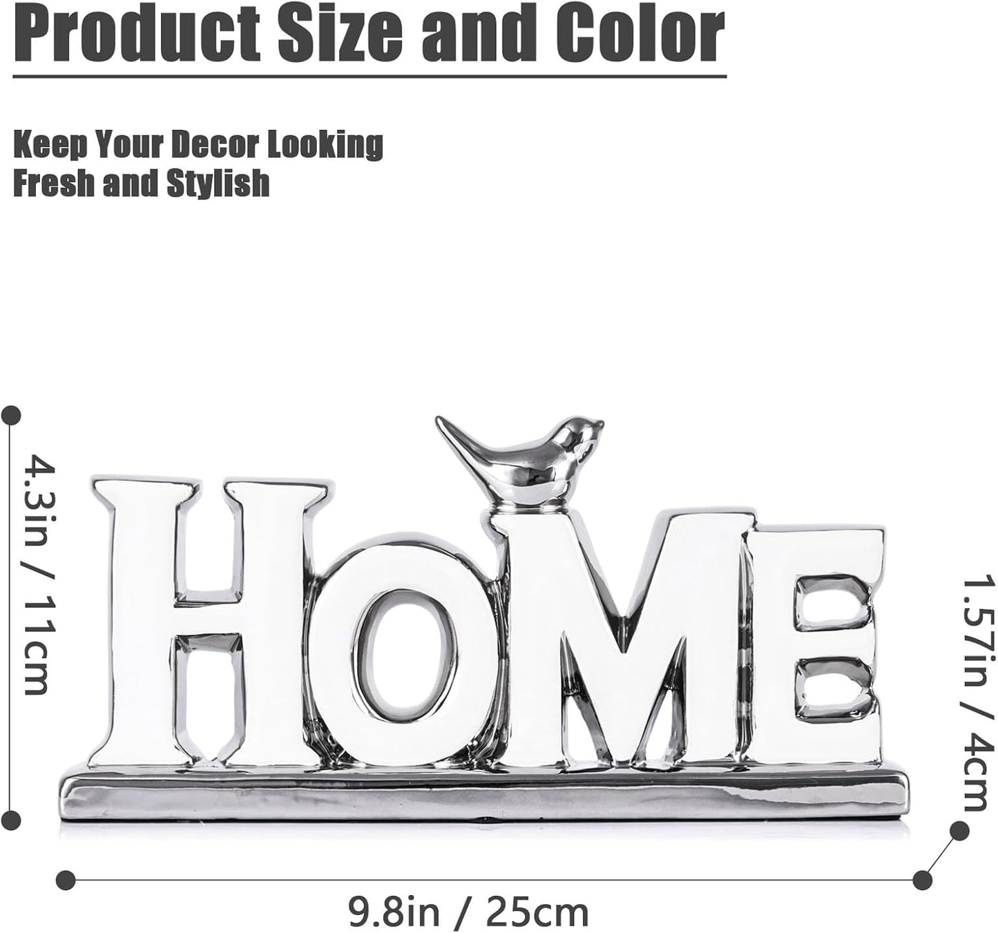 Love Sign Decoration,White and Silver Love Signs for Home Decor,Bird Sculpture Personalized Love Decor,Chrome Style Figurine Decorative Ornaments for Living Room,Bedroom,Desktop (Home, White+Silver)