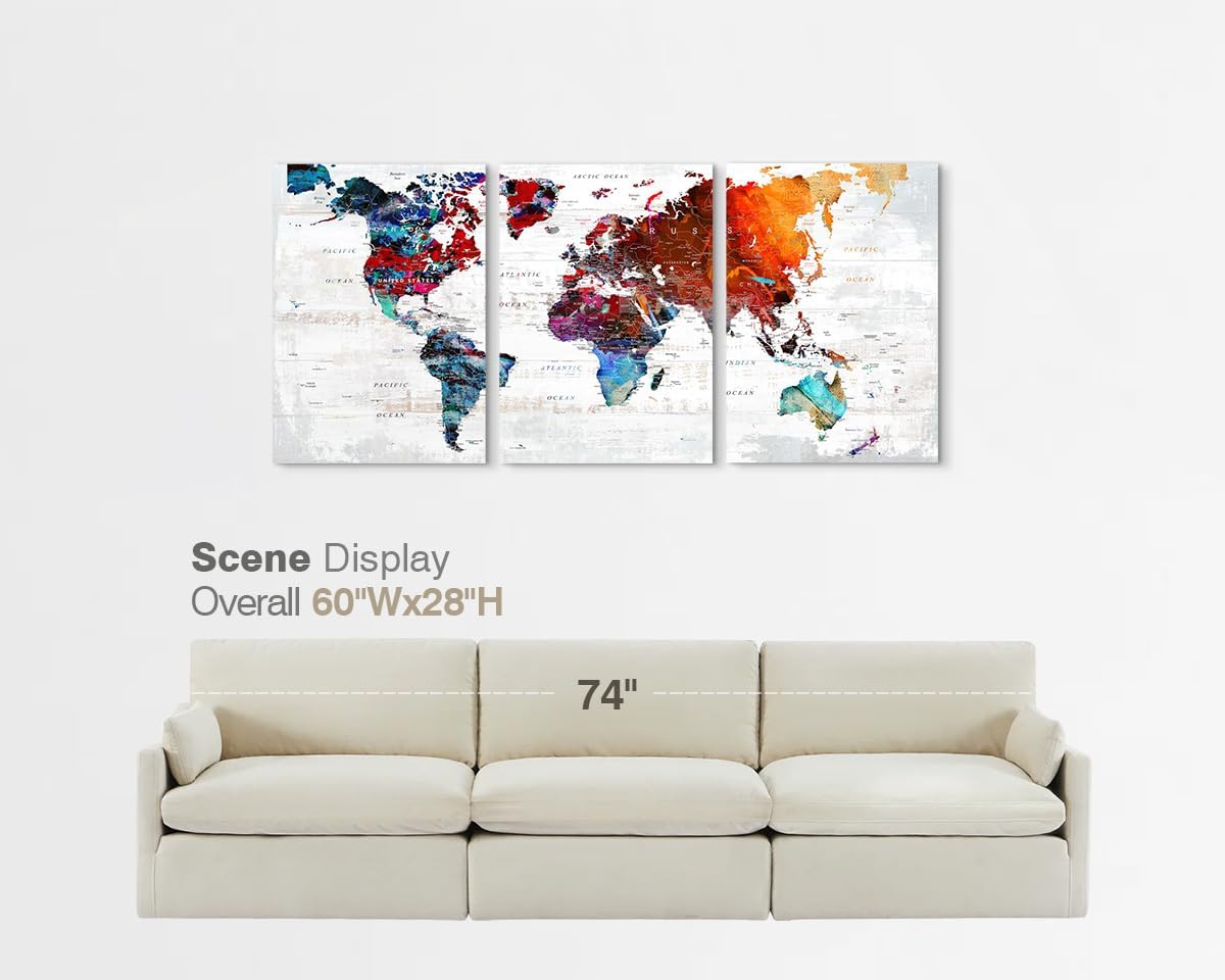 Canvas Wall Art Abstract Map Pictures for Bedroom Wall Decor Modern Office Artwork Graffiti Painting Kitchen Decoration Red Colorful Art