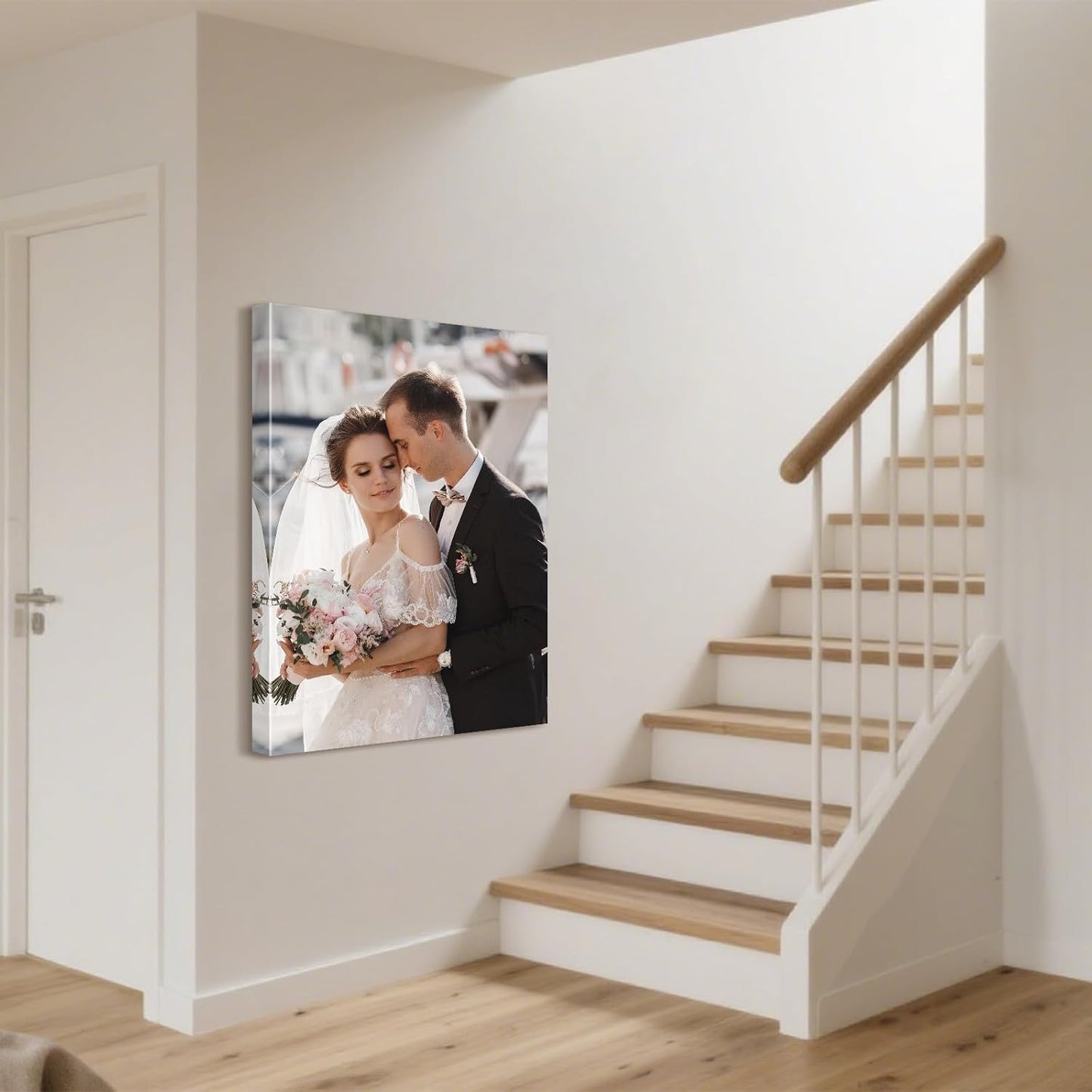 Personalized Custom Canvas Prints with Your Photos & Text, Customized Picture Print, Transform Own Images Into Framed Wall Art Digitally Printed Photo to Canvas, Keepsakes Gifts for Family 20x28’’