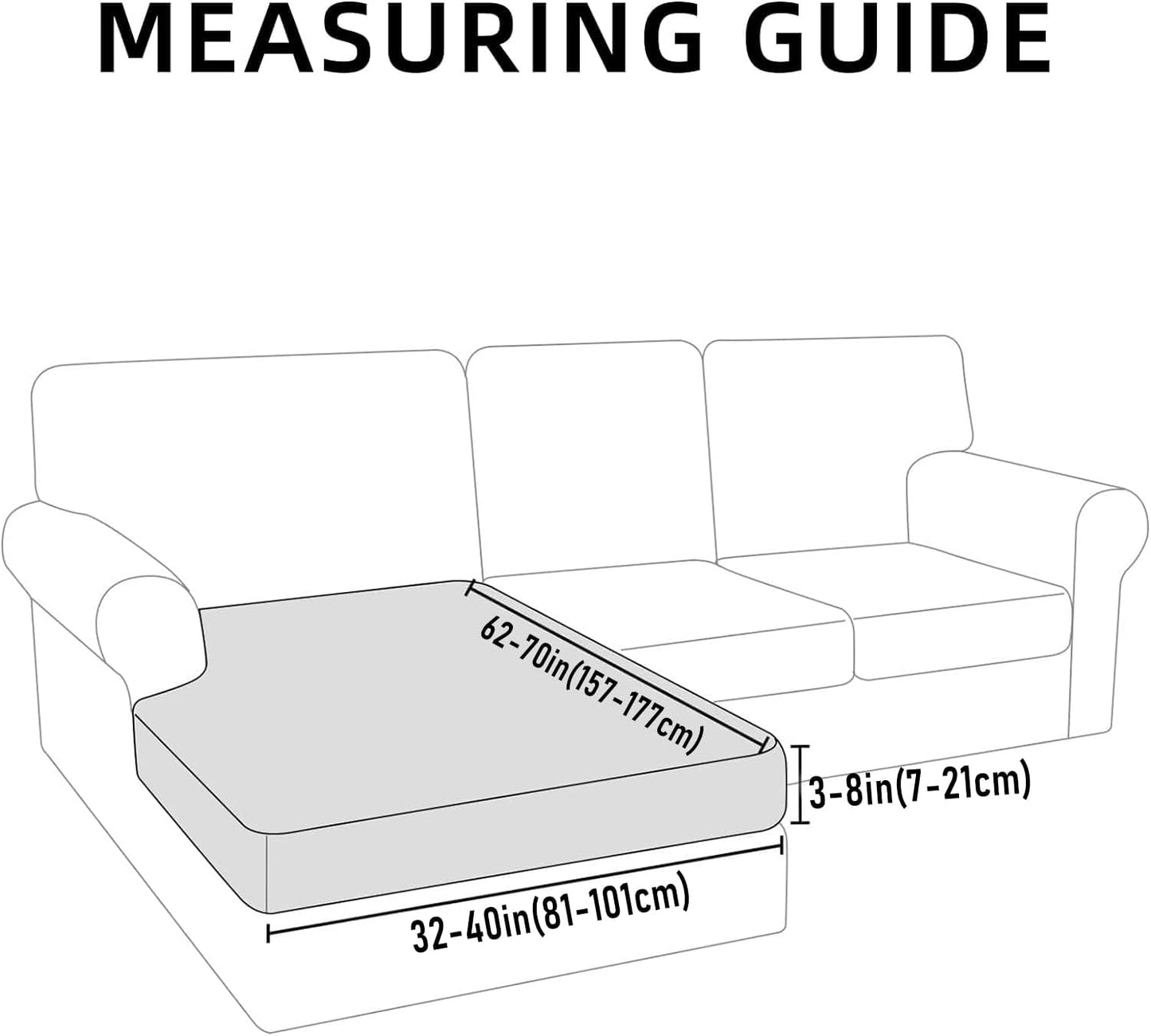 hyha Waterproof Couch Cushion Covers, Sectional Sofa Slipcovers Washable, L Shape Chaise Dog Couch Covers for Sectional Sofa, Universal Furniture Protector (1 Piece for Chaise XL, Camel)