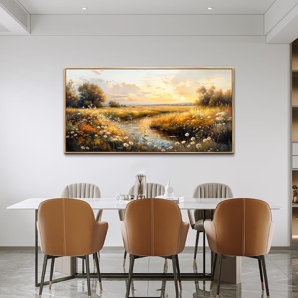 KELIYUAN Wall Art For Living Room Canvas Wall Decor For Bedroom Pastoral Landscape Painting Wall Painting Office Restaurant Room Decorations Artwork Ready To Hang Home Decor Wood Framed 20"X40"