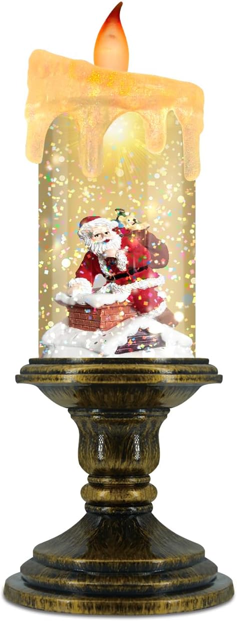 Christmas Flameless Candles, Flickering LED Candles with Timer, Snow Globe Candle Lights for Christmas Decorations