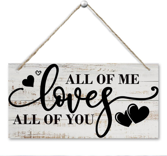 All Of Me Loves All Of You Wall Decor, Rustic Hanging Wooden Sign, Vintage Wooden Plaque, Modern Master Bedroom Sign, Love Quotes Wall Hanging Decor, Farmhouse Wall Decor, 11.8 * 5.9 Inch