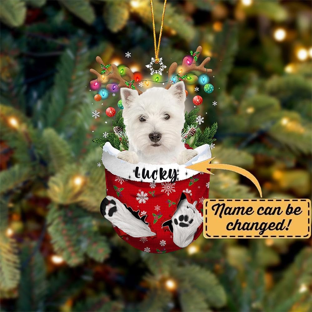 West Highland White Terrier Christmas Tree Ornament, Snow Pocket Dog Lovers Gift Idea Xmas Decor