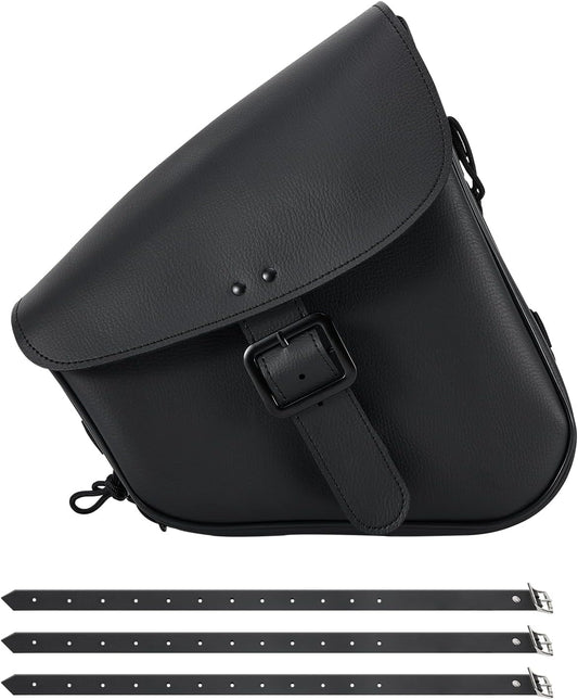 GARGOYLE BELLS Motorcycle Swing Arm Bag Solo Saddle Bags For Sportster Softail PVC Waterproof Motorcycle Luggage Bags for Motorcycle or Bike (Right Side, Black-Single Buckle)
