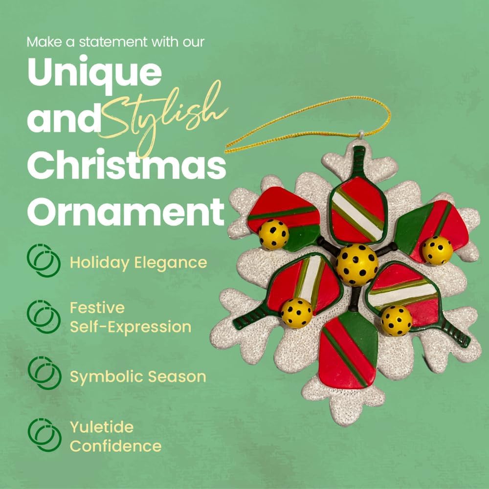 Sportybella Pickleball Christmas Ornament - Family-Owned Business, Christmas Tree Decorations for Sports Enthusiasts