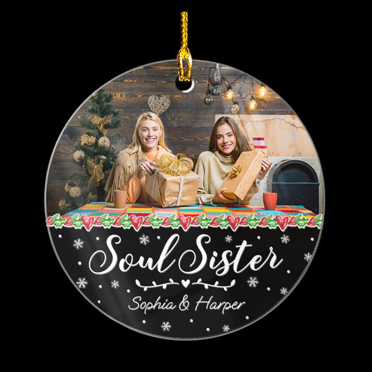 Personalized Best Friend Ornament Custom Friendship Christmas Ornament Soul Sister Ornaments with Photo Picture Xmas Tree Gifts for Bestie BFF Sisters Besties Bestfriend