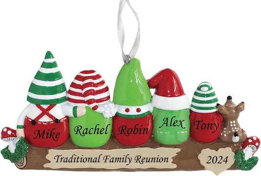 2025 Family Christmas Ornament – Personalized Ornament for Families – Custom Gnome Family Ornament – Holiday Tree Decoration Keepsake Gift (Family 5)