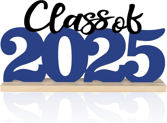 COCHIE Metal Class of 2025 Sign, Graduation Party Decorations for School, Home, Shelf, Mantel, Graduation Gifts for Graduate, Blue and Black Grad Table Top for Parties Decor Supplies (Class of 2025)