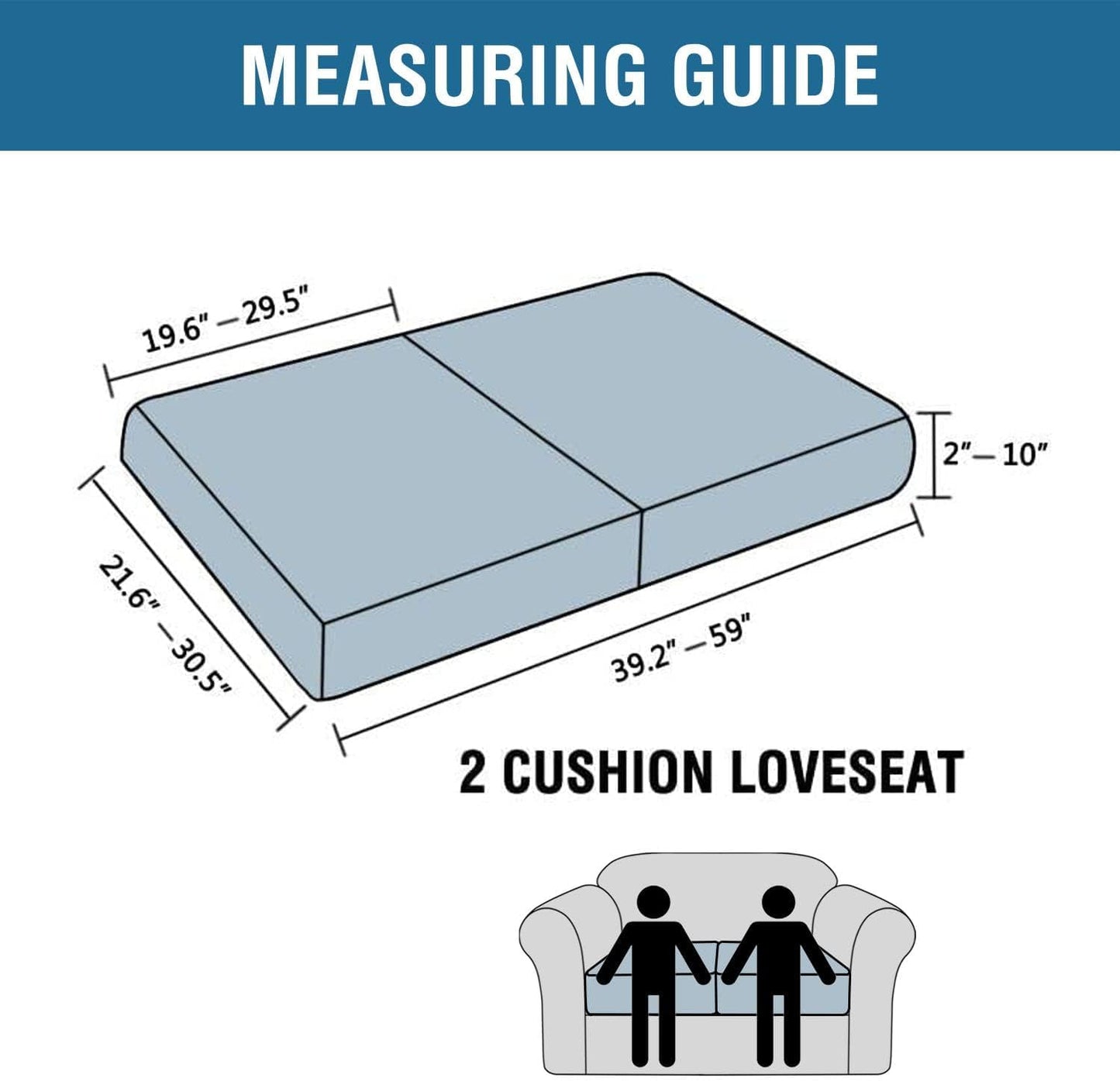 H.VERSAILTEX Super Stretch Individual Seat Cushion Covers Sofa Covers Couch Cushion Covers Slipcover Sets Thick Jacquard Textured Twill Fabric (2 Piece Medium Sofa Cushion Covers, Rust)