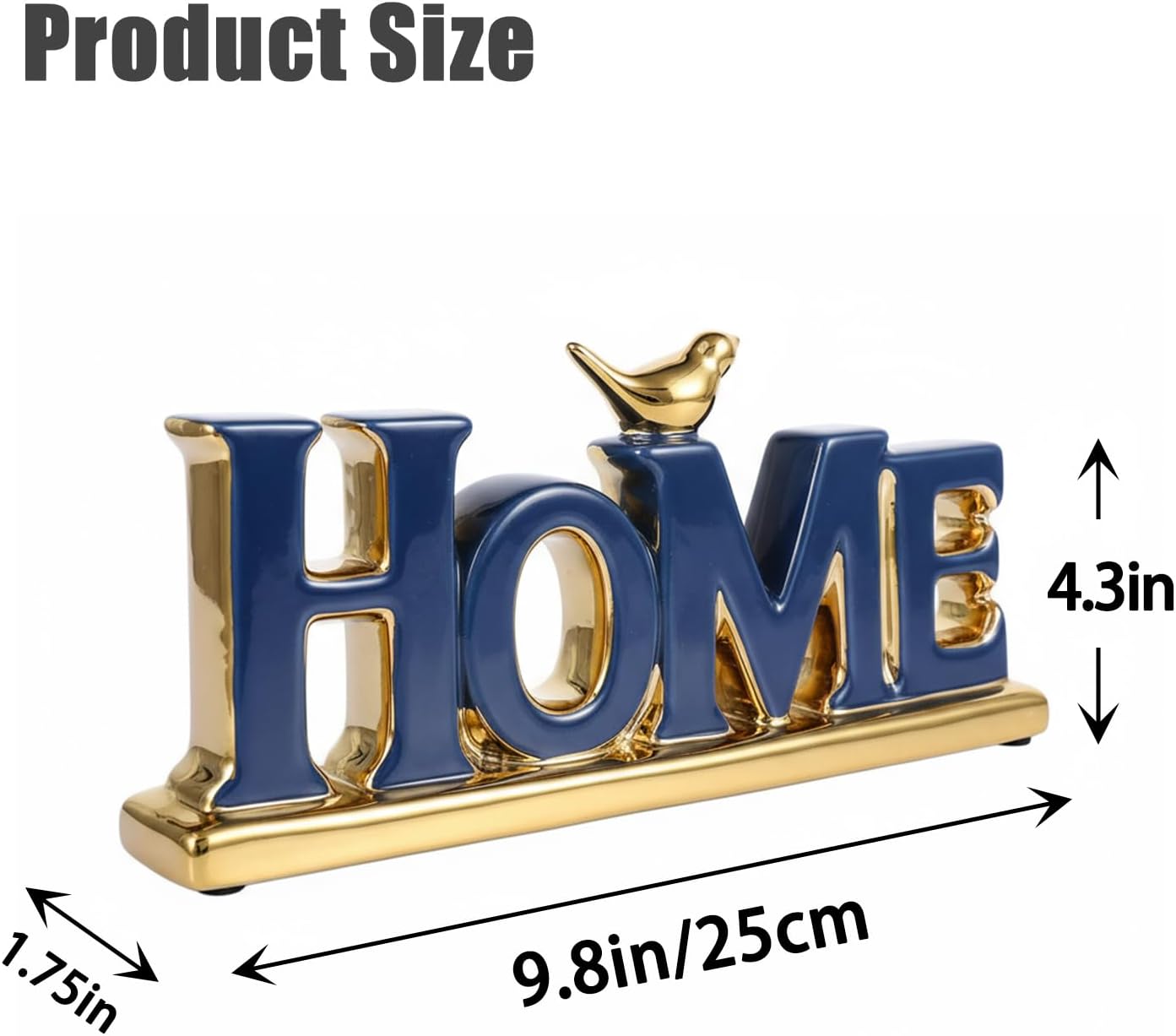 Love Sign Decoration,Blue and Gold Home Signs for Home Decor Statue,Modern Bird Sculpture Personalized Love Decor,Gold Style Figurine Decorative Ornaments for Living Room,Bedroom,Desktop