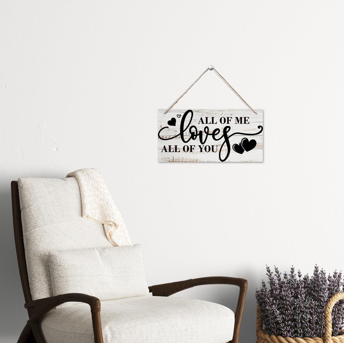 All Of Me Loves All Of You Wall Decor, Rustic Hanging Wooden Sign, Vintage Wooden Plaque, Modern Master Bedroom Sign, Love Quotes Wall Hanging Decor, Farmhouse Wall Decor, 11.8 * 5.9 Inch