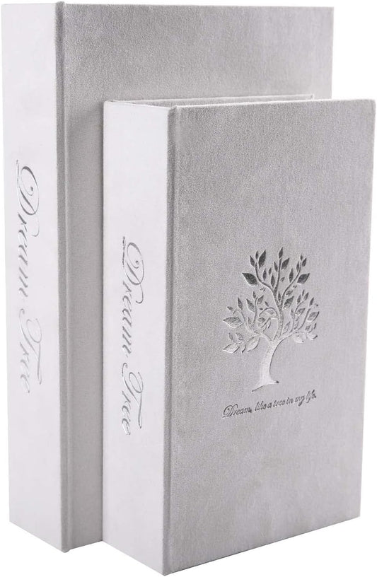Decorative Book Boxes: Faux Books for Coffee Tables and Bookshelves, Home Decor Set of 2 Fashion Storage Boxes (Dream Tree)