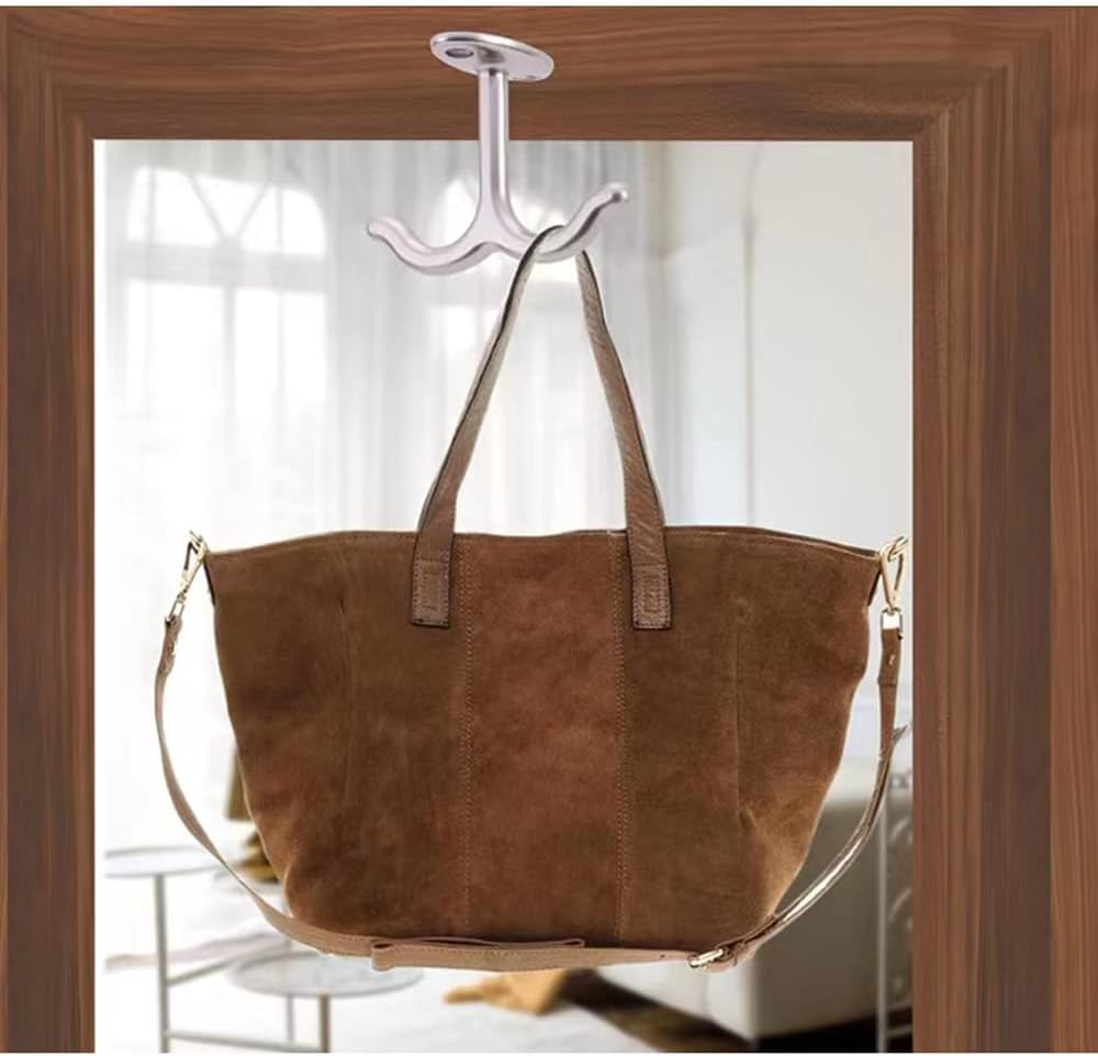 10 Pcs Zinc Alloy Ceiling Double Hook Cabinet Wardrobe Coat Towel Hat Hook Hooks Under Cabinet Shelf (Black)