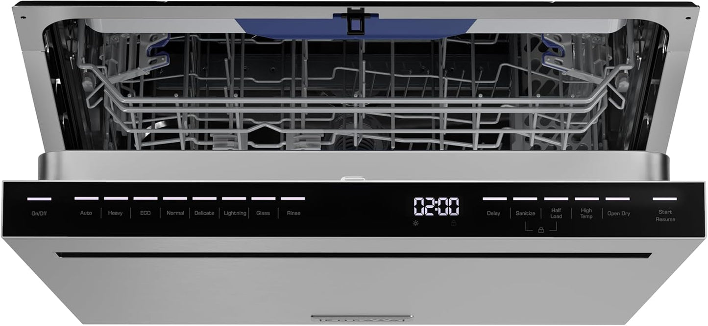 Empava 24 Inch Built-in Dishwasher, Stainless Steel Tub 15 Place Settings, 8 Wash Cycles, Top Control, Auto Door Dry, 49 dB Ultra Quiet, Energy Star & UL Certified