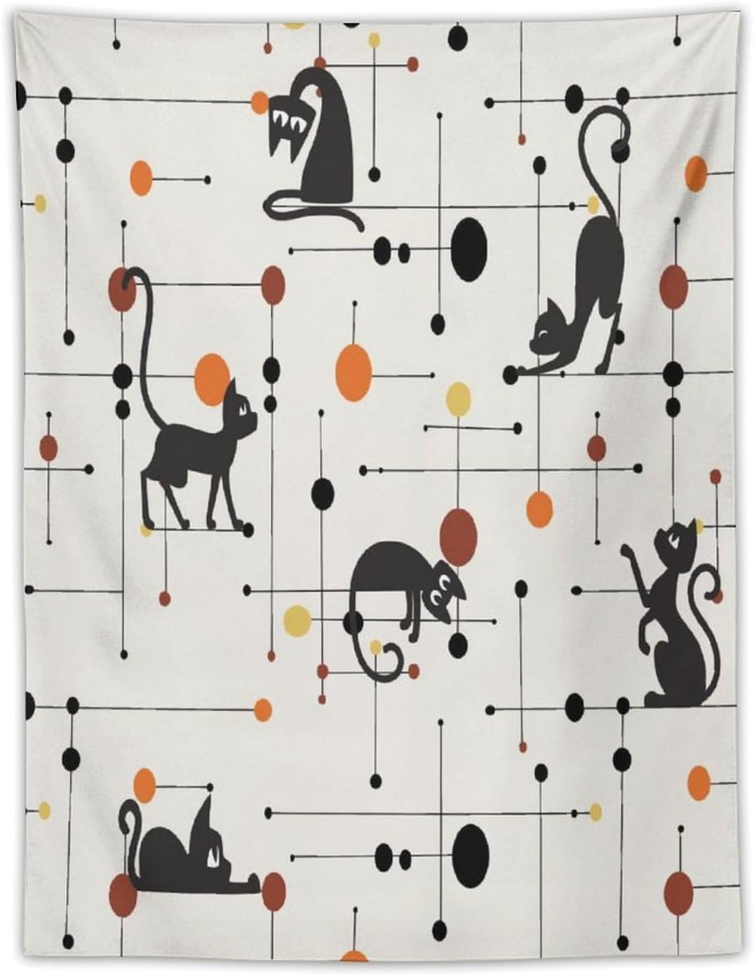 ICMOLYYENLO Abstract Cat Tapestry, Medieval Abstract Atomic Star Cat Vintage Home Wall Hanging Art Tapestry for Bedroom Living Room Dormitory 30x40 Inch