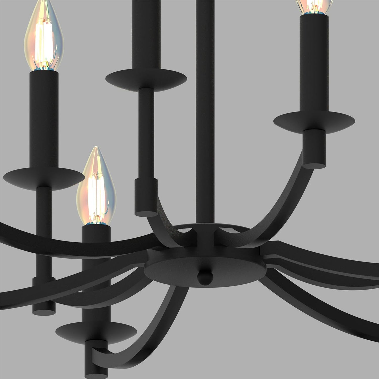 Round Black Chandeliers, Modern Candle Hanging Lights, LED Pendant Lighting Ceiling for Dining Room Bedroom Kitchen Island Farmhouse Living Room (Black-A 9Lights)