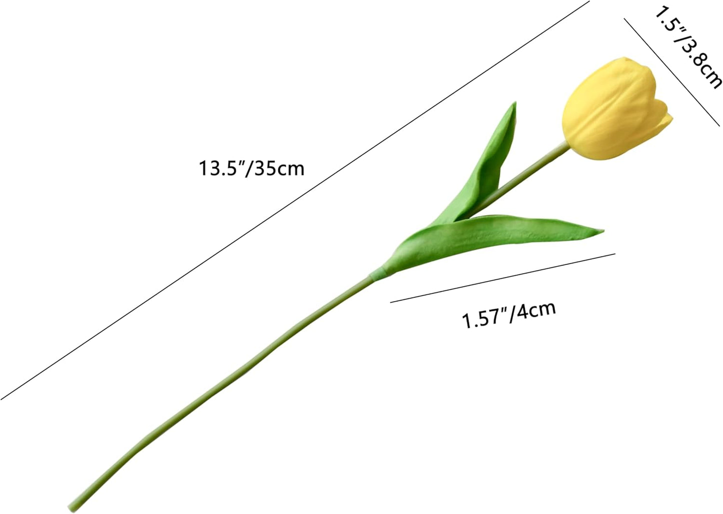 Mandy's Artificial Tulips 12 Stems Yellow Partially Open PU Faux Flowers for Wedding Home Decor 13.5 Inch