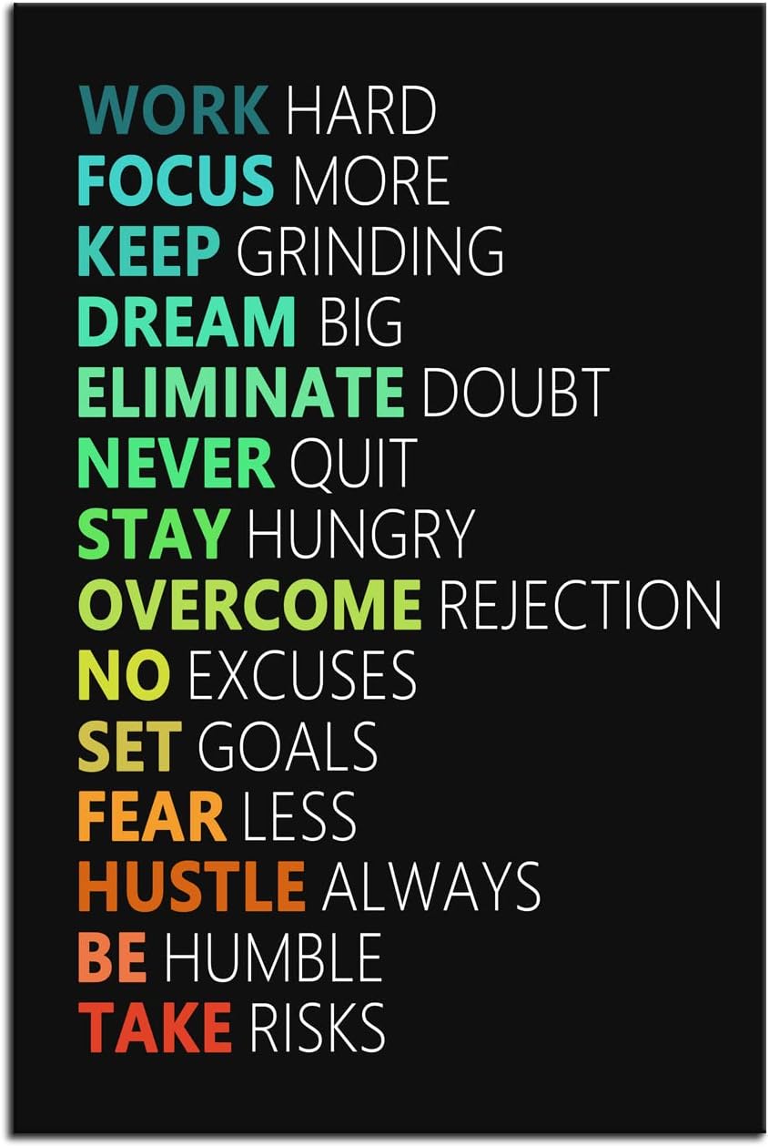 WYJZDZQ8 Inspirational Poster Motivational Canvas Wall Art Motivation Canvas Prints Artwork for Living Room Office Gym Modern Home Decor Painting Stretched and Framed Ready to Hang [12''Wx 18''H]