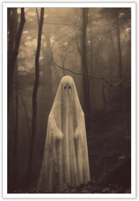 Ghost Forest Spooky Print Poster The Gothic Room Decor Creepy Picture Posters Dark Academia Aesthetic Family Prints Canvas Wall Art Home Apartment Decorations 24X36inch Unframed