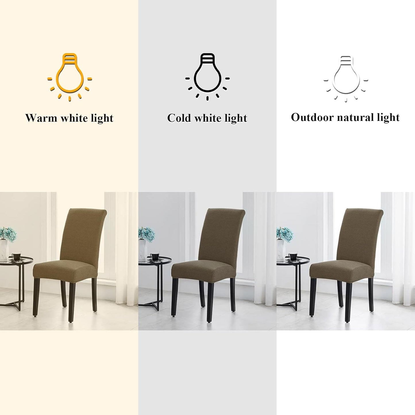 Joccun Chair Covers for Dining Room Set of 4,Dining Chair Slipcovers Stretch Dining Room Chair Covers Seat Protector,Washable Parsons Chair Cover for Home,Hotel,Banquet(Fossil,4 Pack)