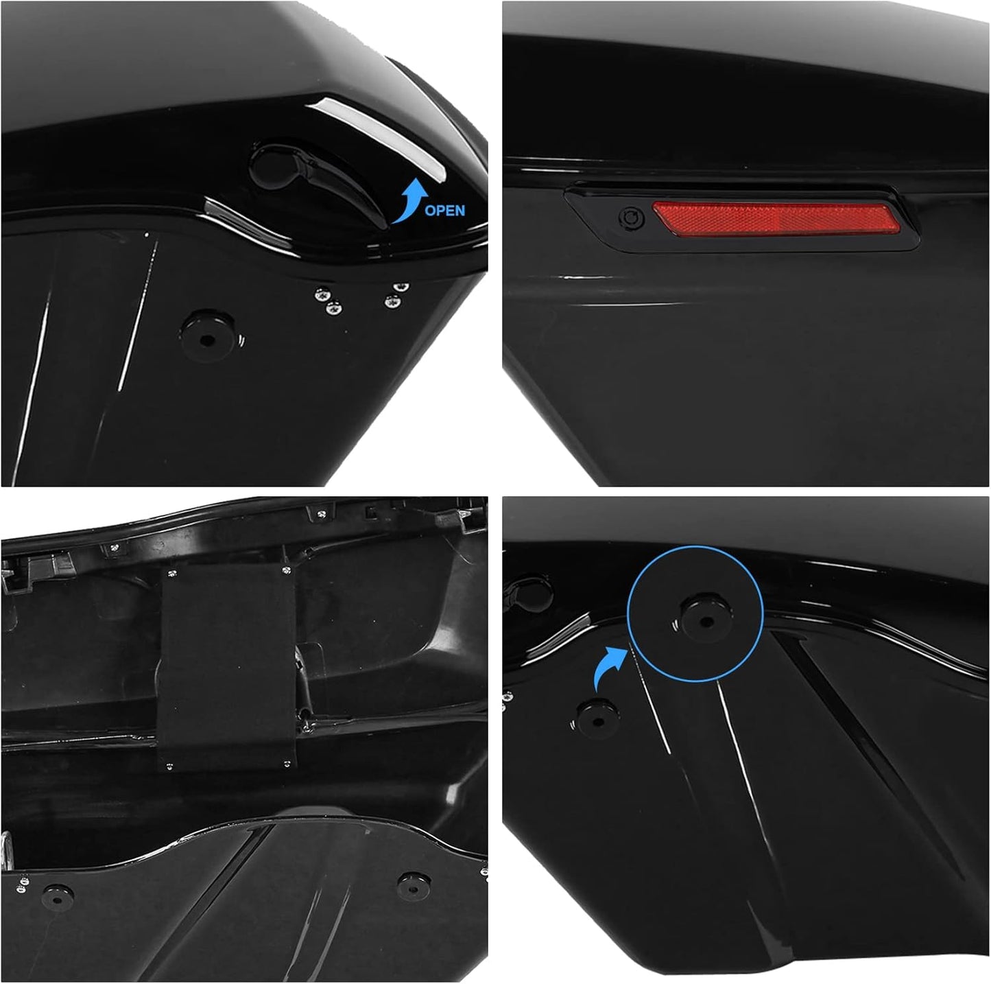 XFMT Motorcycle Hard Saddlebags Vivid Black Saddle Bags Trunk W/Black Latches For Harley Touring Road King Street Glide Road Glide Electra Glide Ultra Classic 2014-2023