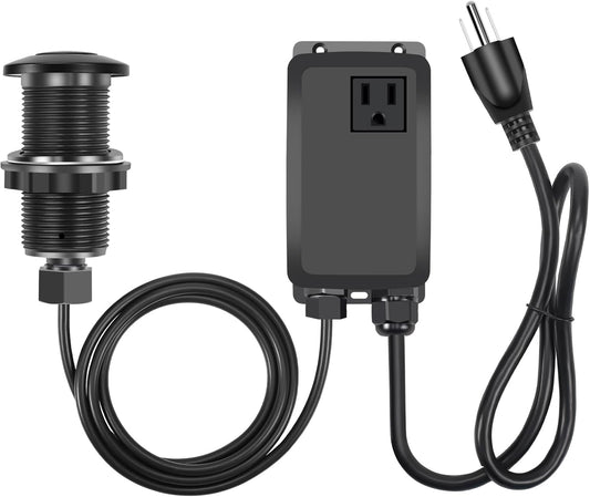 Garbage Disposal Air Switch Kit, Garbage Disposal Button, Sink Top Waste Disposer On/Off Switch, Matte Black (Stainless Steel Cover), UL Listed Air Switch Compatible with All Garbage Disposals