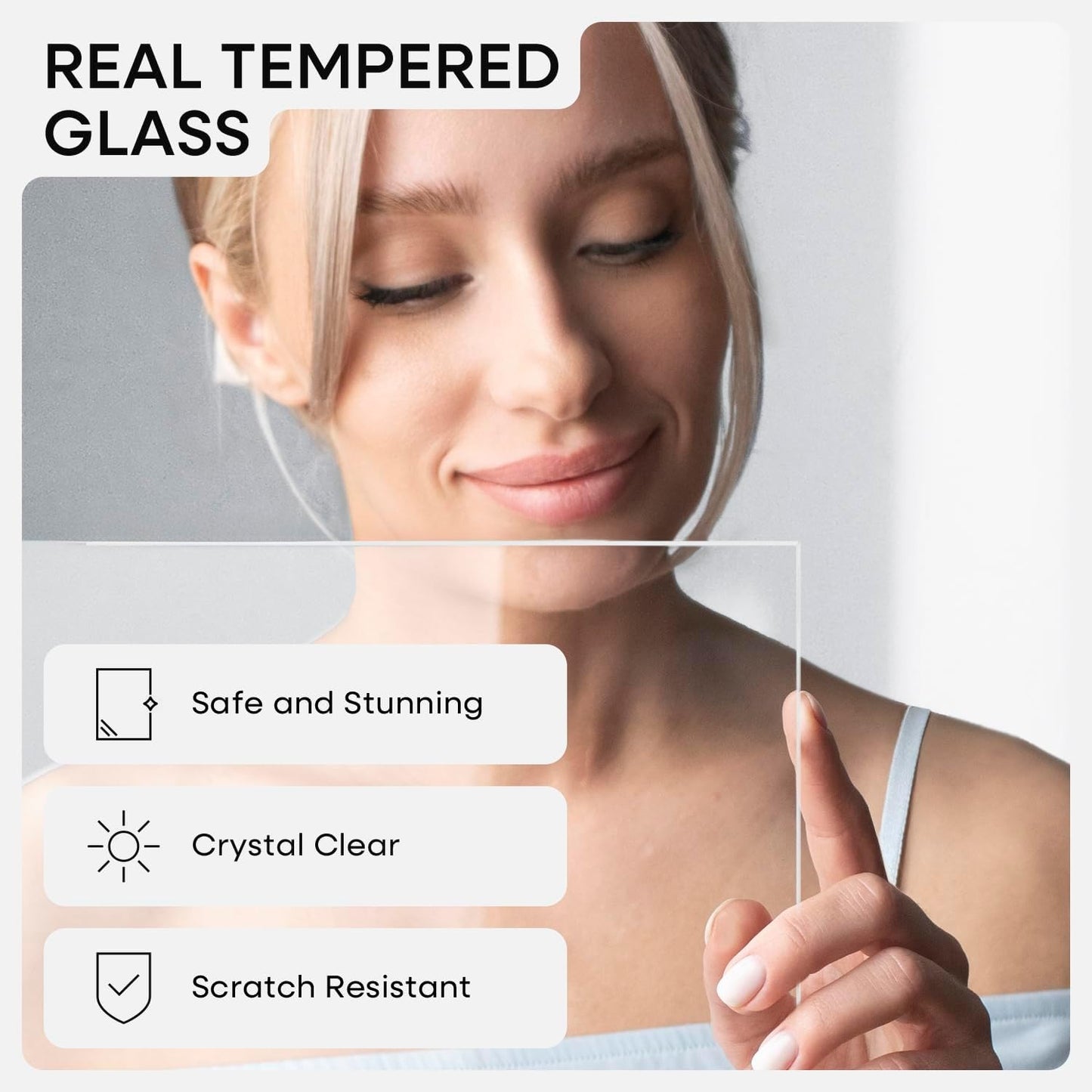 Homeforia 10x10 White Picture Frame, High-End Oak 10 x 10 Square Wooden Frames with Mat 8 by 8 Photo, 10by10 Wood Frame Matted to 8x8 Print, Wall or Tabletop Frames, Tempered Glass, Wall Kit, Set of 1