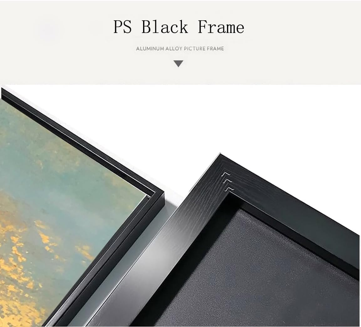 Hand Painted Blue Ocean Oil Painting for Office, Large Abstract Wall Art for Living Room, Framed Seascape Wall Picture for Kitchen Bedroom Home Decor 32x32inch