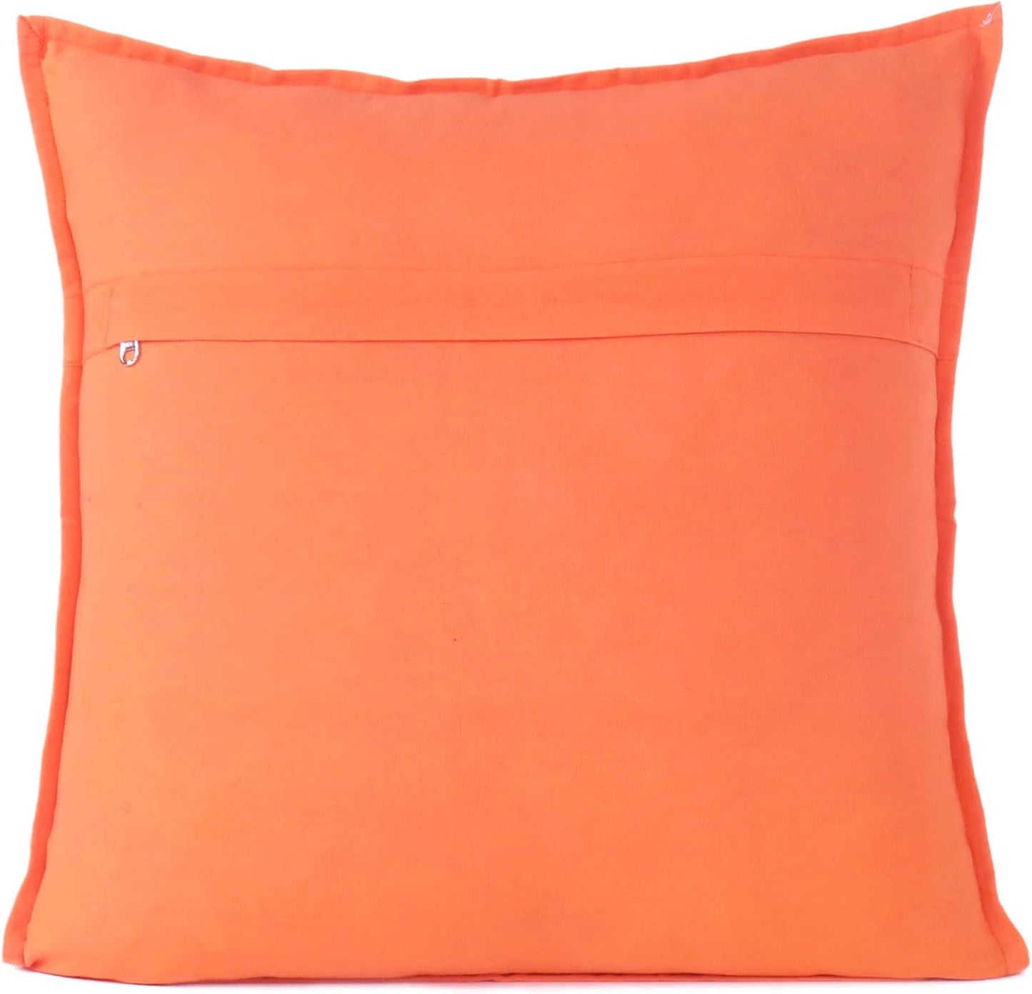 Eyes of India Embroidered Decorative Boho Throw Pillow Cover with Mirrors, Handmade Bohemian Accent Cushion Case for Sofa Couch Bedroom Living Room (Orange, 24" x 24")