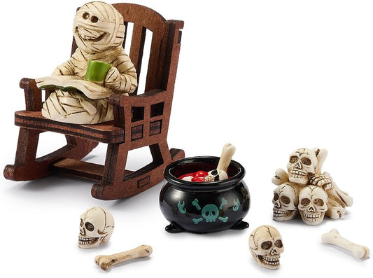 Halloween Fun Miniature Mummy Figurine,Gothic Horror Resin Mummy Decor,for Bookshelf Decor,Desk Trinkets,Collectible,Party Gifts