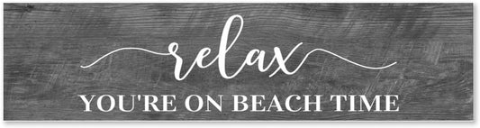Generic Funny Wood Sign Relax You're On Beach Time Rustic Wooden Hanging Sign Home Farmhouse Kitchen Wall Decoration 16 x 6 Inch
