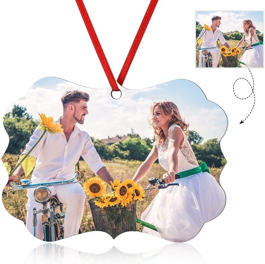 Gemszoo Personalized Picture Christmas Ornament, Custom Double Sided Photo Text Wooden Hanging Xmas Tree Keepsake Pendant Decoration Gift for Family (1, Cloud Shape)