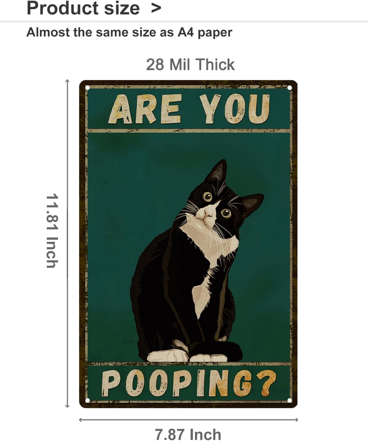 ALKB Bathroom Sign Tuxedo Cat Wall Decor Funny Metal Sign 8x12 Inch - Are You Pooping - Wall of Glory Decor Black Cat Sign