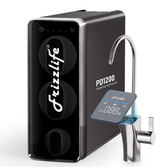 Frizzlife 1200GPD Reverse Osmosis Water Filter, 11-Stage Tankless Reverse Osmosis System, Under Sink RO Water Filtration System, 3:1 Pure to Drain, Smart Faucet, Reduce PFAS TDS, BPA Free, PD1200