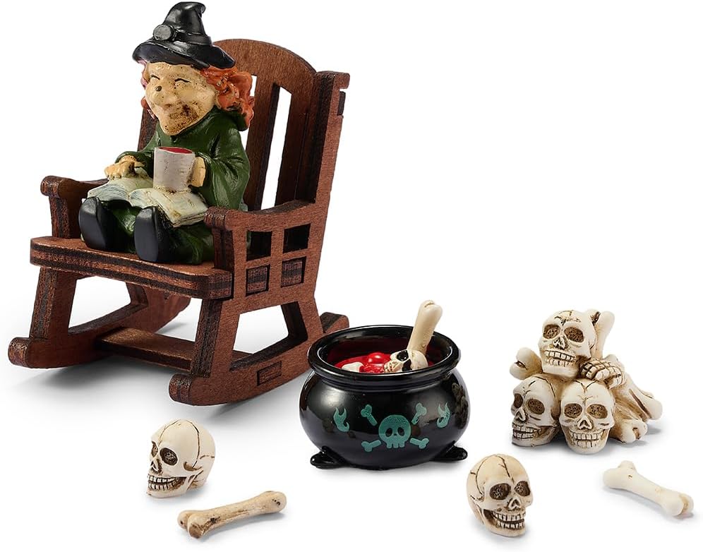 Halloween Fun Miniature Witch Figurine,Gothic Horror Resin Witch Decor,for Bookshelf Decor,Desk Trinkets,Collectible,Party Gifts