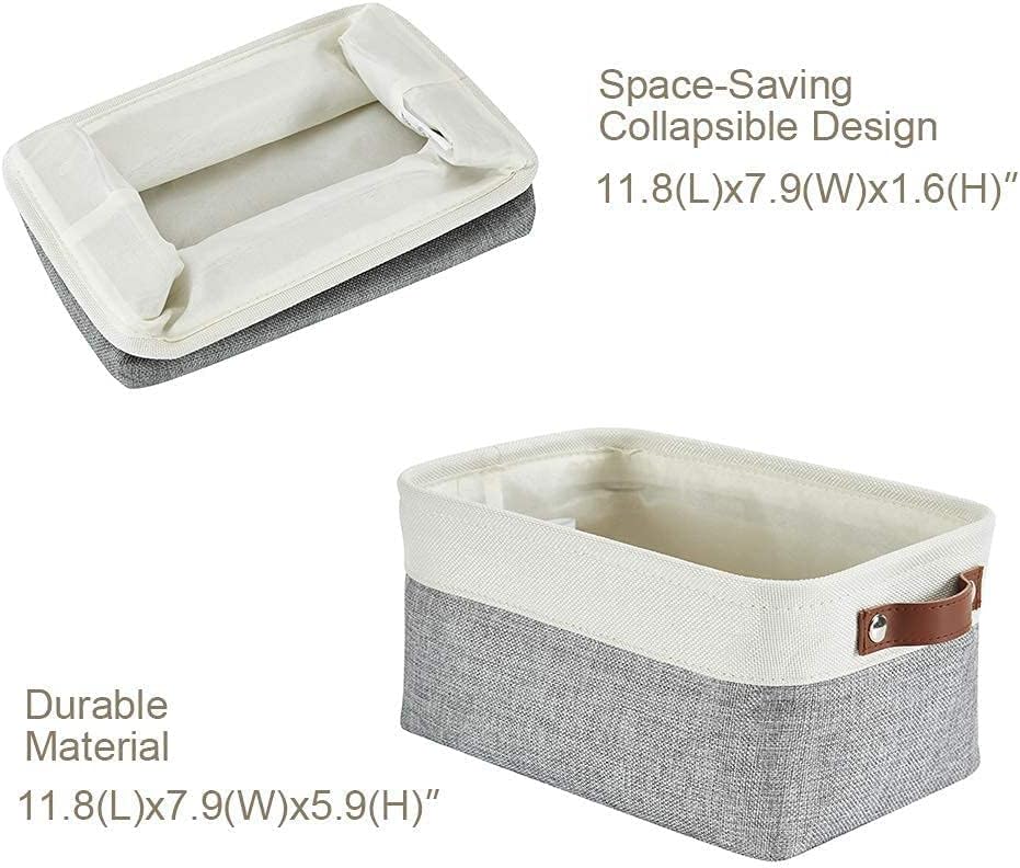 DECOMOMO Small Storage Basket, Closet Storage Bins, Baskets for Organizing Shelves (Grey & White, Small - 6 Pack)