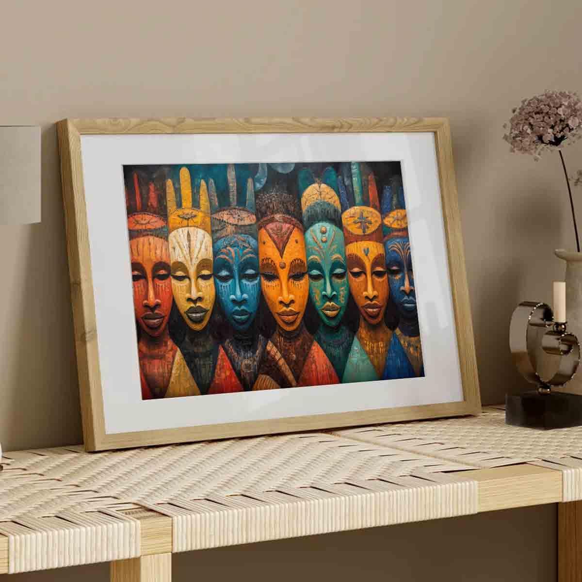 Mask Canvas Wall Art Tribal Ethnic Painting Samerican Painting Safrican Tribal Artwork African Culture Wall Art Antique Pictures Mask Vintage Living Room Decor 16x24inch No Frame