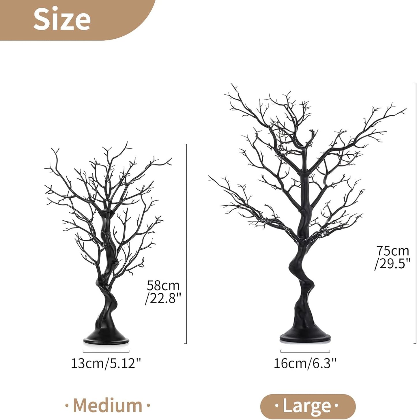 NUPTIO Black Halloween Tree Branch: Artificial 30 inch Tall Manzanita Tree Christmas Centerpiece Wedding Centerpieces for Tables, Decorative Ornament Display Tree for Decoration Weddings (2 Pc)