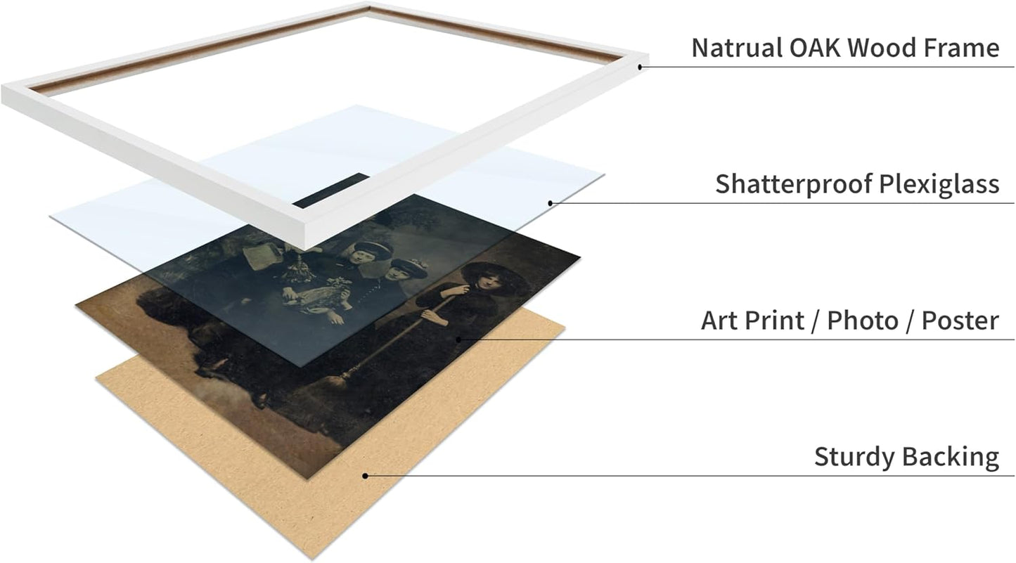 Poster Master Vintage Photograph Poster - Retro Halloween Print - Gift for Artist, Friend - Four Witches Wearing Robes, Sabbath, Coven, Sorcery - Wall Decor for Home, Office, 11x14 White Framed