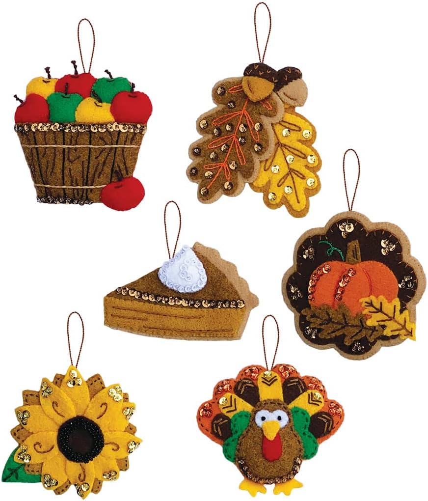 MerryStockings Harvest Thanksgiving Felt Ornament kit from (Set of 6)