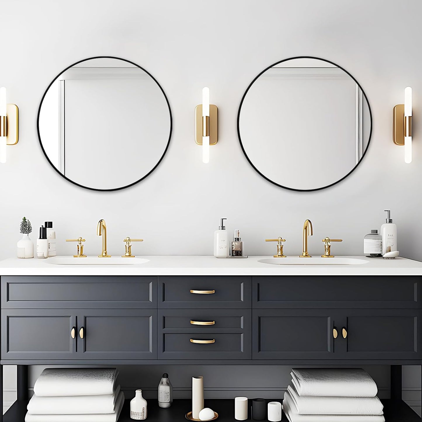 Fabuday Black Circle Mirror for Wall Decor 18 Inch - Bathroom Round Mirror with Matte Frame, Small Circular Mirrors for Entryway, Hallyway, Living Room, Bedroom