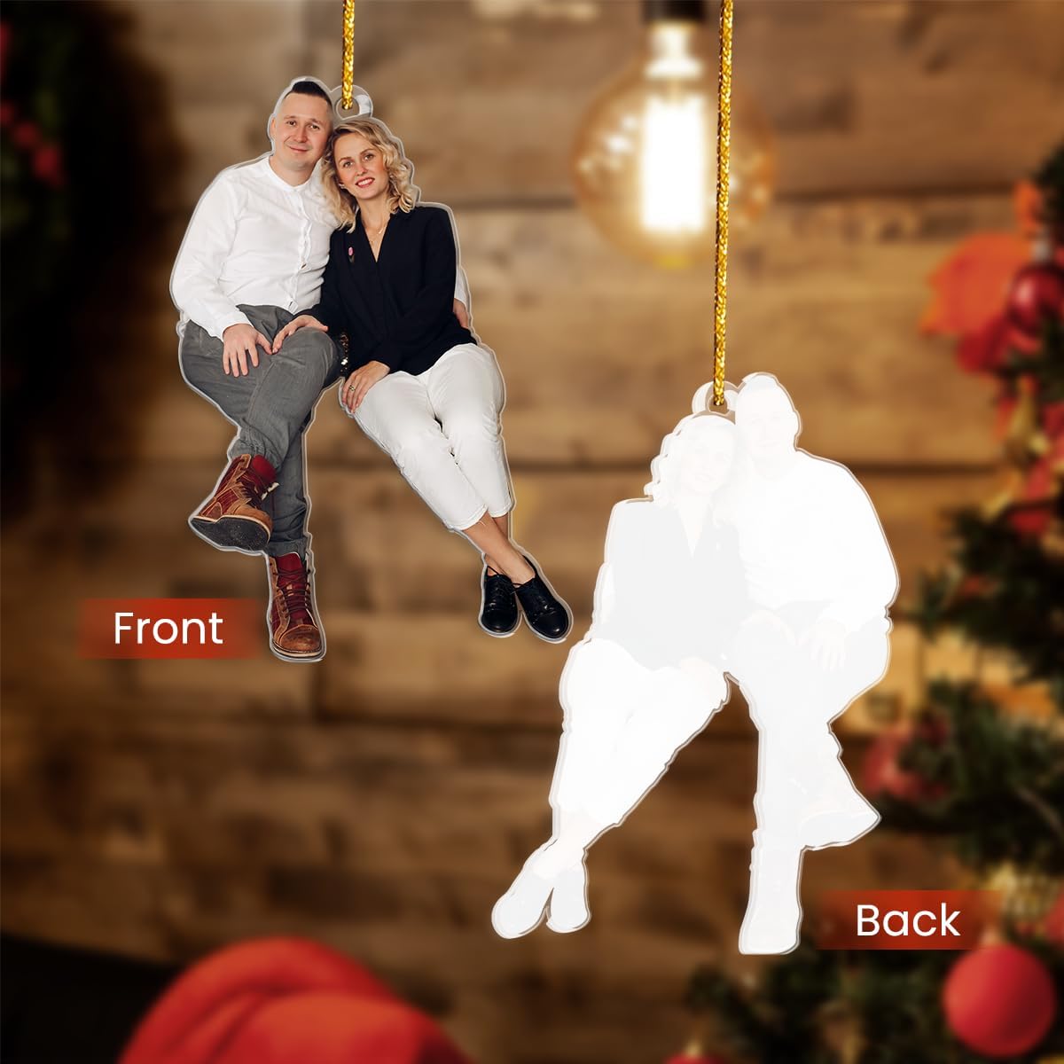 Personalized Photo Ornament for Couple, Custom Acrylic Ornament with Image, Gifts for Men Women, Newlywed Couple, Mom Dad, Christmas Hanging Decor