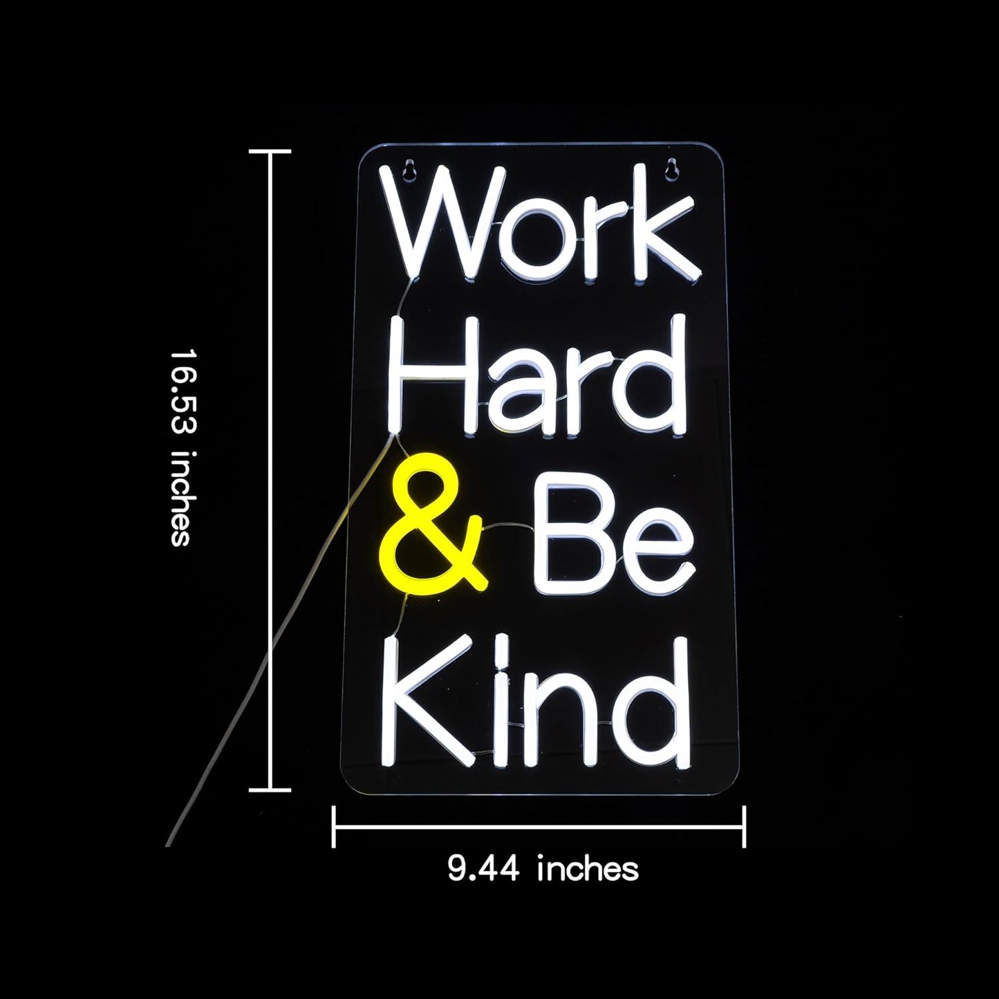 Work Hard Be Kind Neon Sign for Wall Decor Letter Neon Light Be Kind LED Neon Sign for Office White LED Neon Light for Offices Classroom Bedroom Study Room Decoration