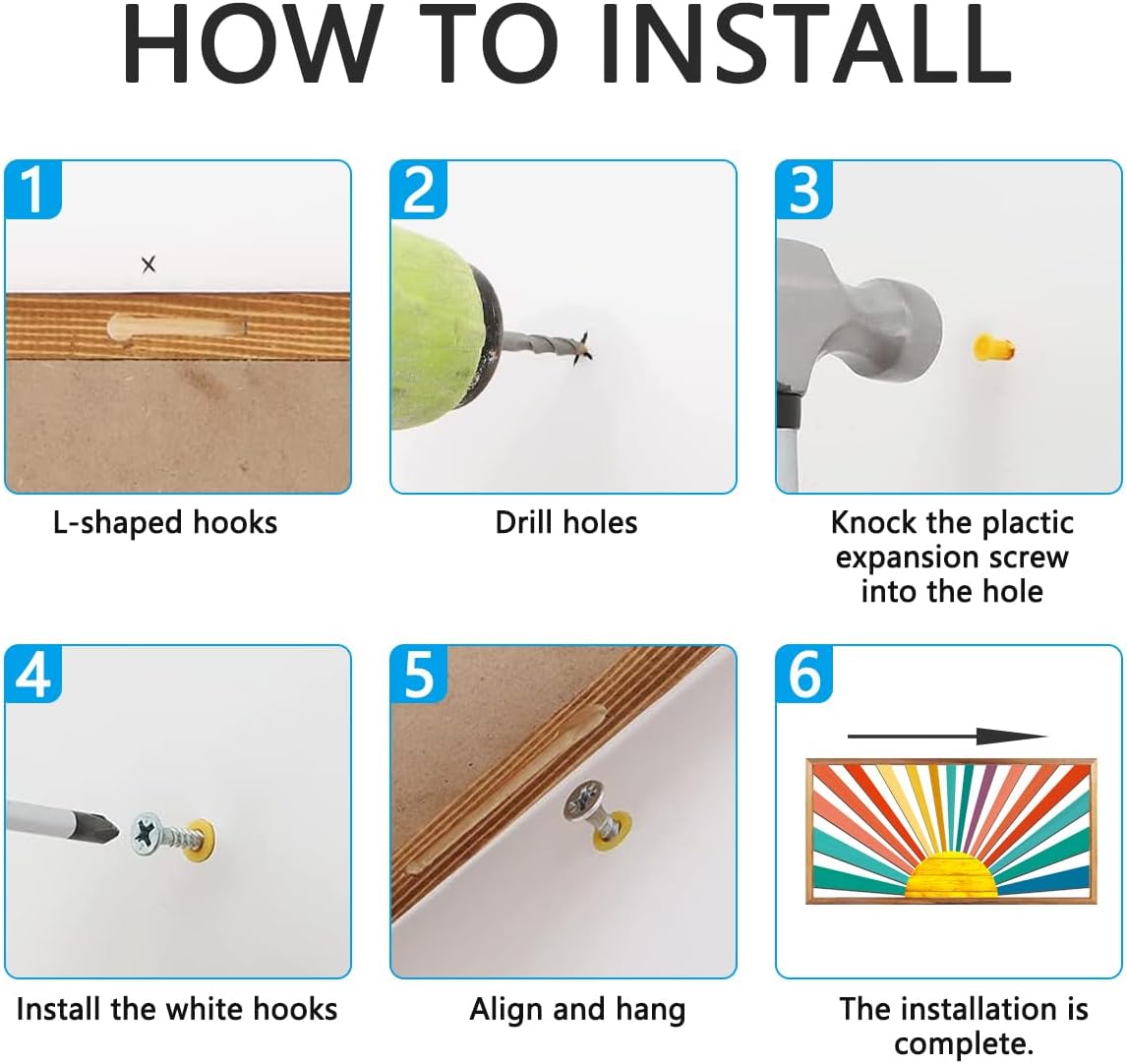 IARTTOP Large Boho Sun Wall Art Framed Wooden Art Wall Decor Sun Geometric Line Sunshine Wall Art for Living Room Bedroom Office 16"" x32, red